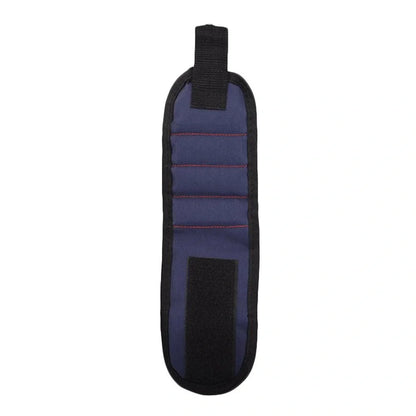 Powerful Magnetic Wristband in blue, black, and red holding tools securely