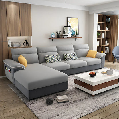 2.18-metre three-seater fabric sofa with wood frame and high-density sponge filling in modern minimalist design