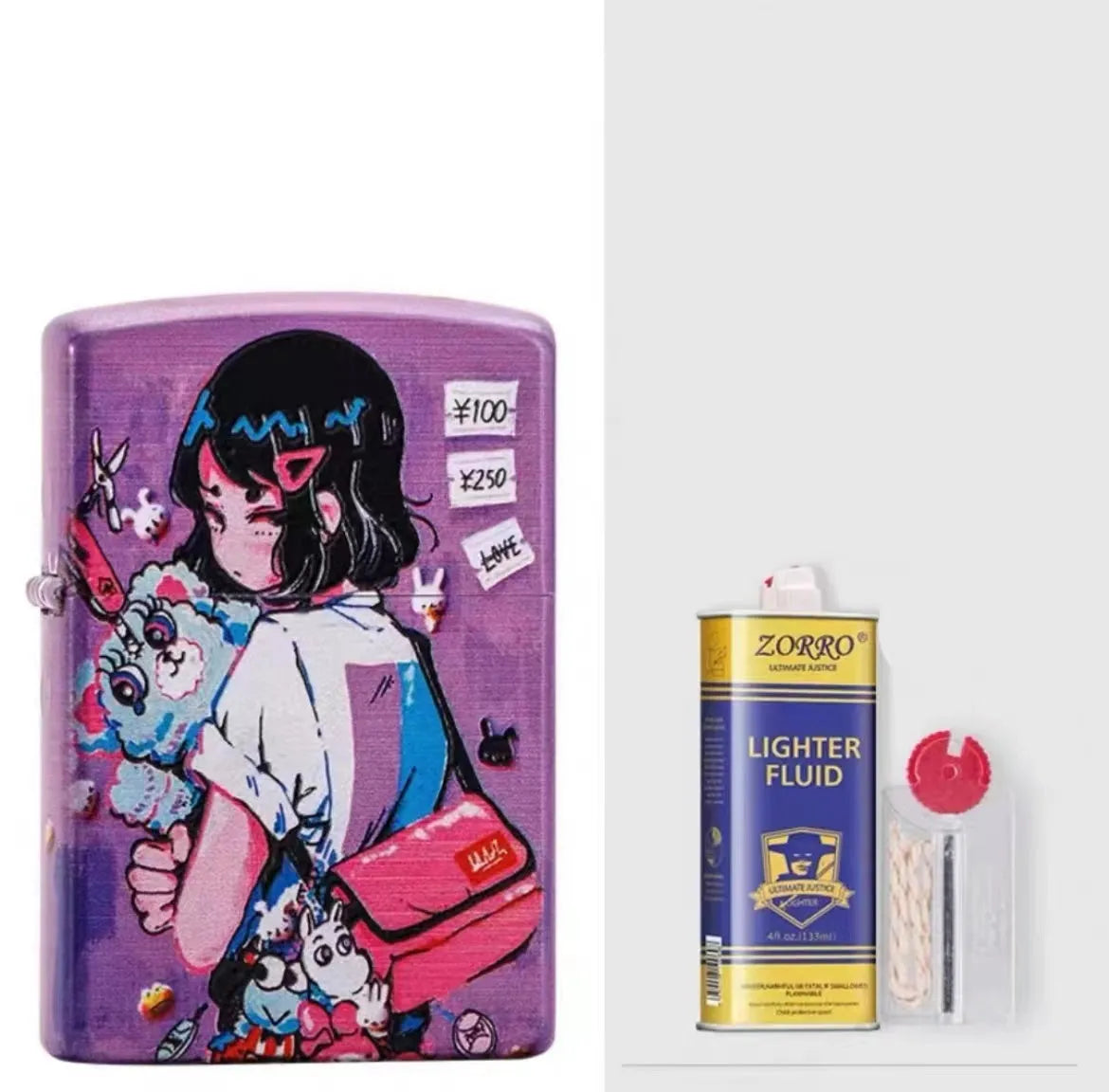 Windproof kerosene lighter with grinding wheel, steel liner, and pure copper case.