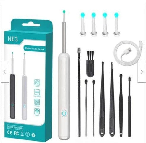 Wireless otoscope with 360-degree HD camera and LED light for safe and effective earwax removal