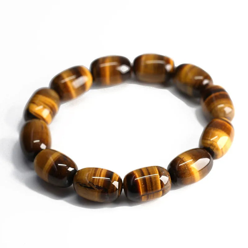 Natural Yellow Tiger Eye stone bracelet with ethnic style design and constellation patterning