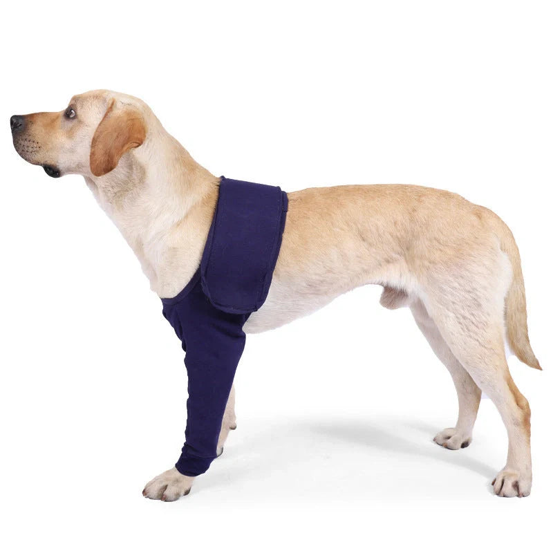 Denim anti-licking sleeve for dogs postoperative recovery in dark blue