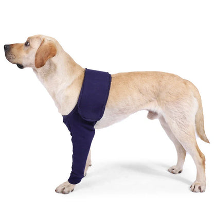 Denim anti-licking sleeve for dogs postoperative recovery in dark blue