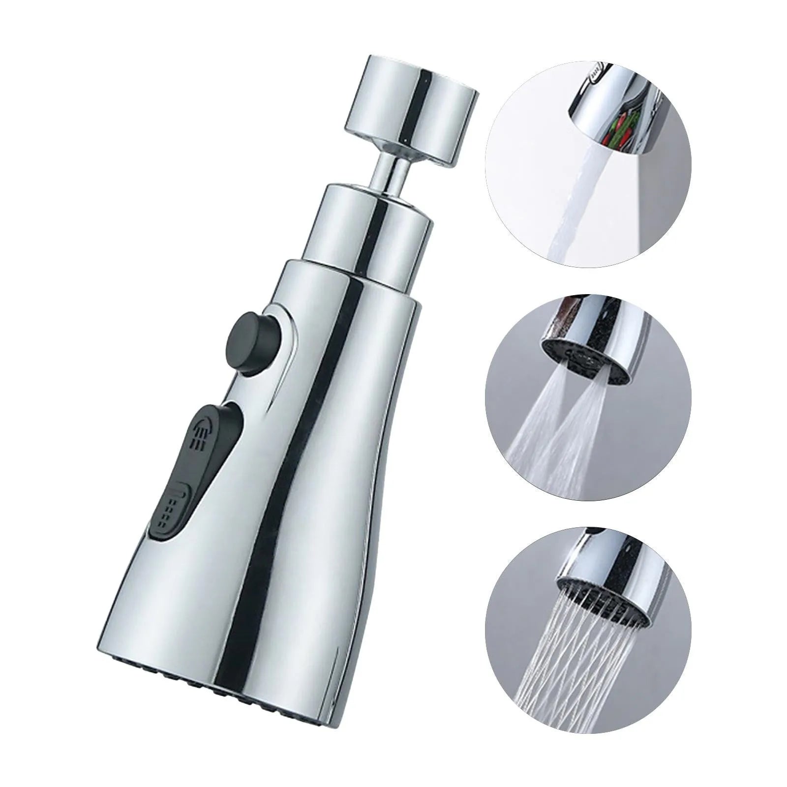 Universal pressurised kitchen faucet sprayer with 360-degree rotating head in matte black finish