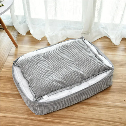 Flannel dog kennel in grey, coffee or beige, removable washable pet house, sizes M to XXL