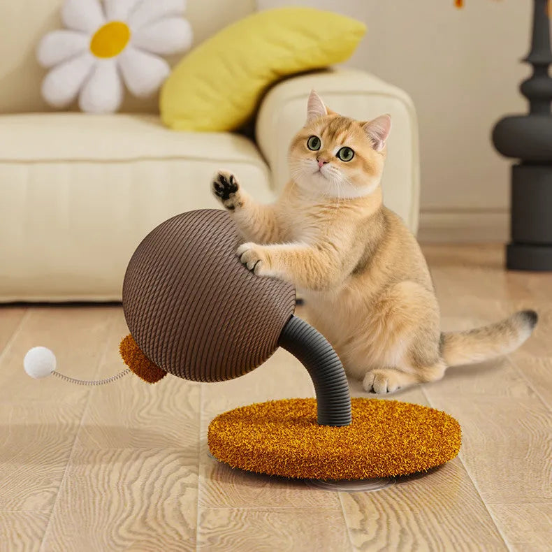 Large 40cm cat scratch board with hemp rope surface, cat grasping ball and tumbler toy attachments