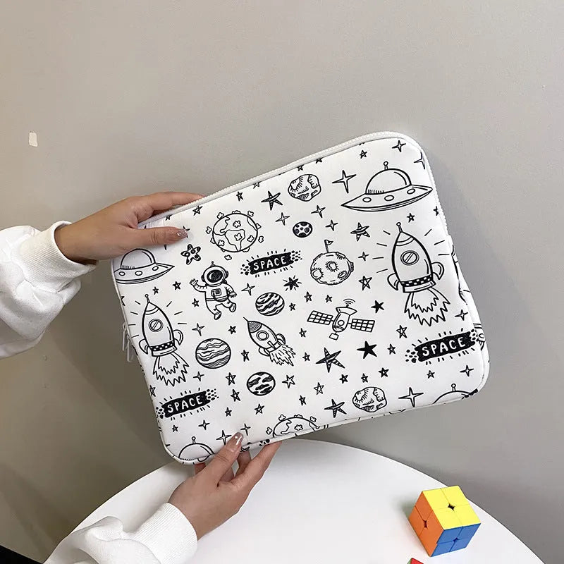 Checkerboard storage hand file bag notebook in plaid polyester, 11 inch size, for laptop protection