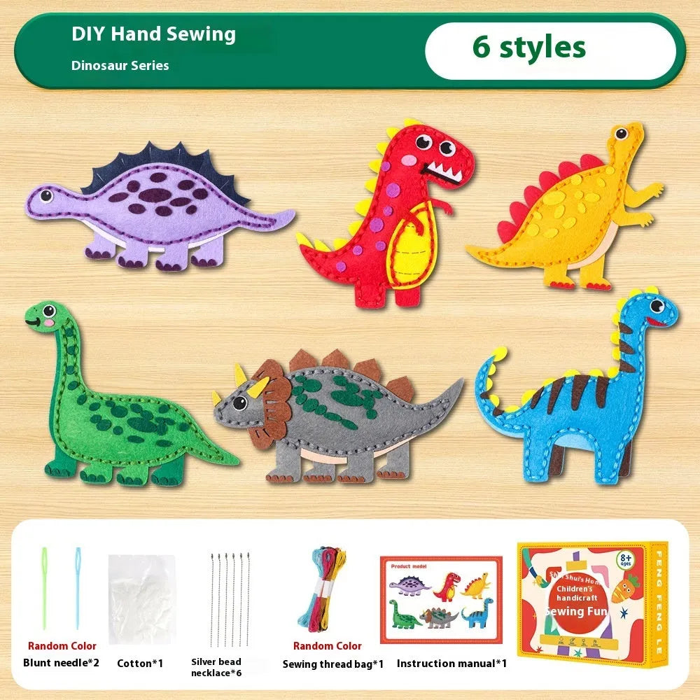 Children's non-woven sewing craft kit in colour box, 19.5 x 16 x 5cm, with needle, thread and instruction manual