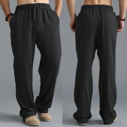 Men's breathable linen loose casual sports pants in various colors