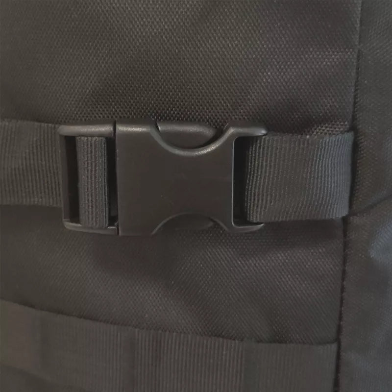 Black cylindrical fishing backpack with 36-55L capacity, lightweight and durable for outdoor use