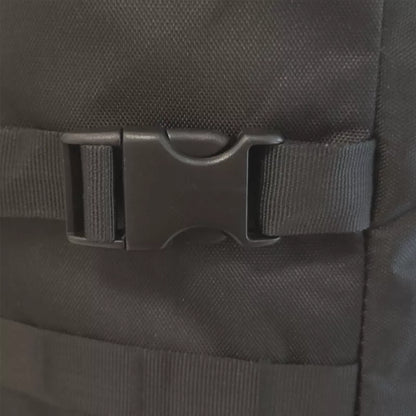 Black cylindrical fishing backpack with 36-55L capacity, lightweight and durable for outdoor use