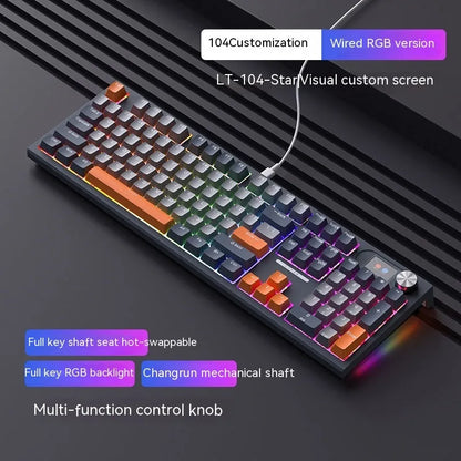 Bluetooth wireless three-mode mechanical keyboard, ABS body, 445x138x29mm, Type-C cable included