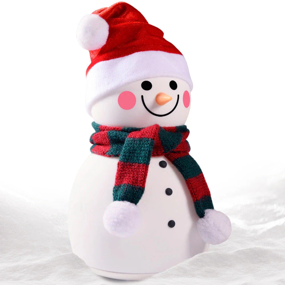 Snowman-shaped night light with soft, color-changing glow for festive home decor