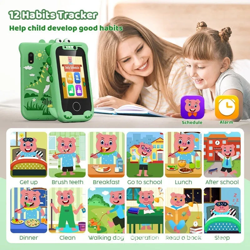 Blue silicone case children's digital camera toy with handheld mobile phone design