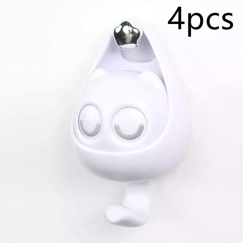 Interactive blink cat coat hook in six colors, perfect for home decor and organization