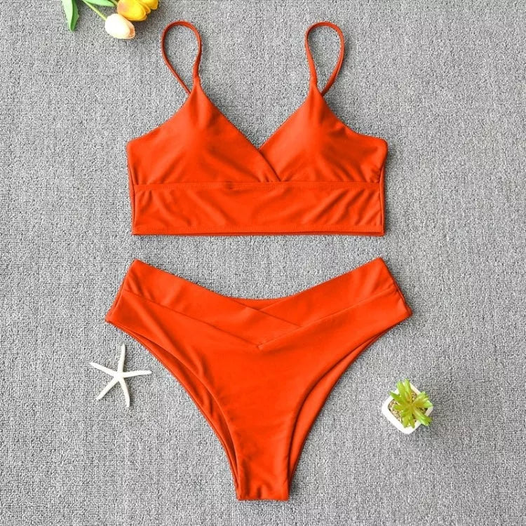 Women's two-piece swimwear bikini in various colors, perfect for beach and pool activities