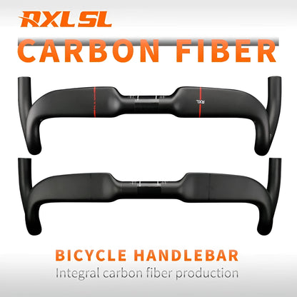 Carbon fibre road bicycle handlebar with double line design in red and black colour options