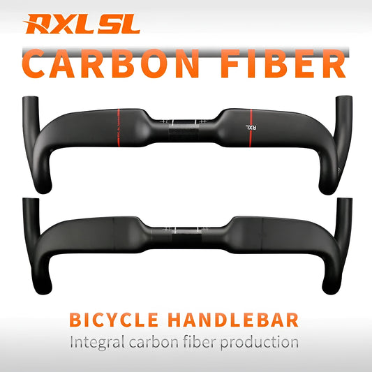Carbon fibre road bicycle handlebar with double line design in red and black colour options
