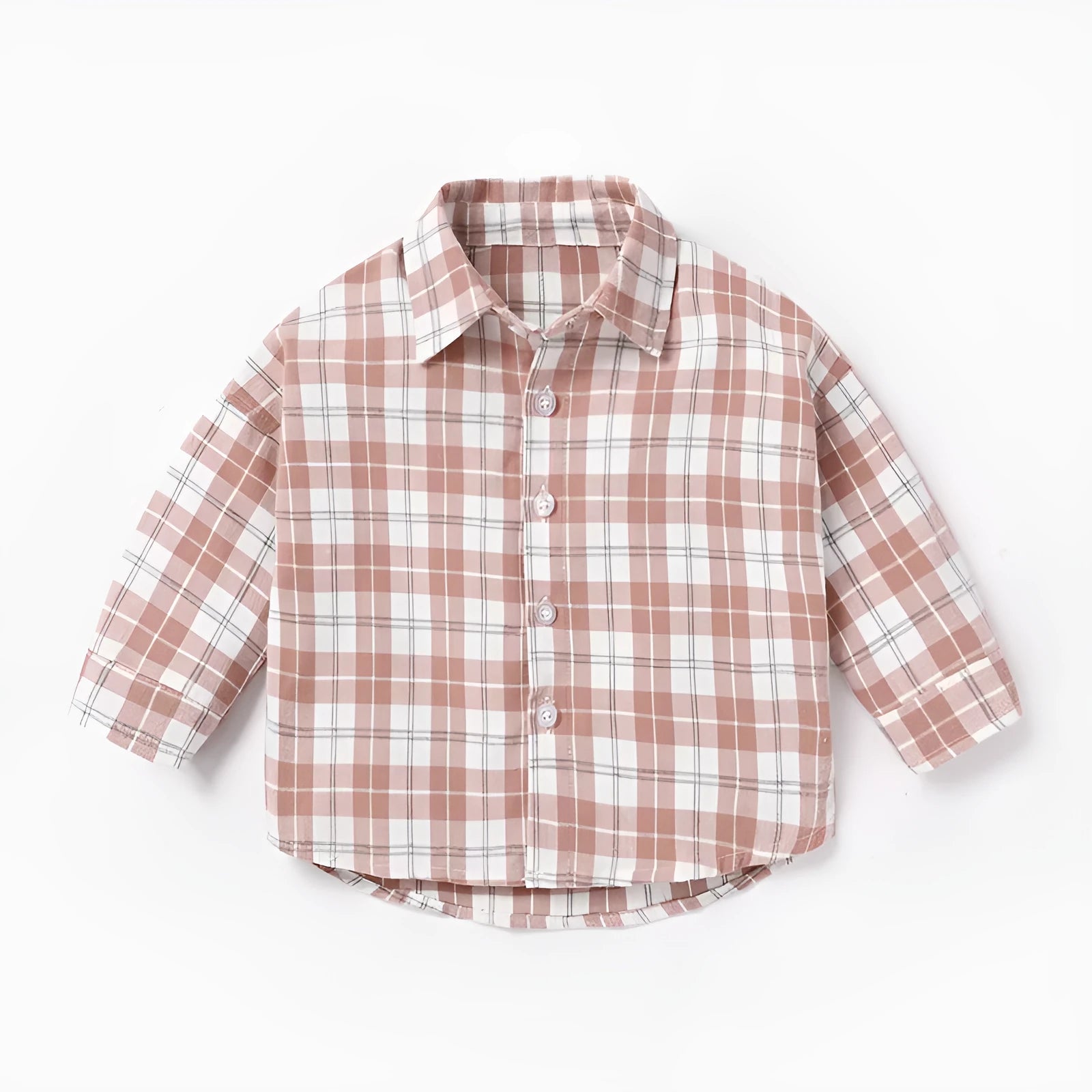 Boys' long sleeve cotton shirt with lattice animal print in light blue, sizes based on child height.