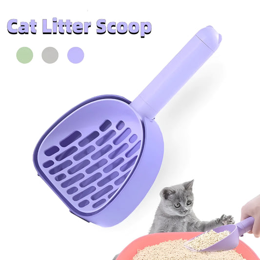 White ABS plastic cat litter scoop with storage base and hidden bag compartment