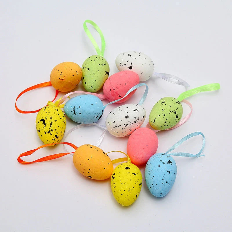 Colorful, hand-painted DIY Easter egg ornaments made of durable plastic for festive holiday decor