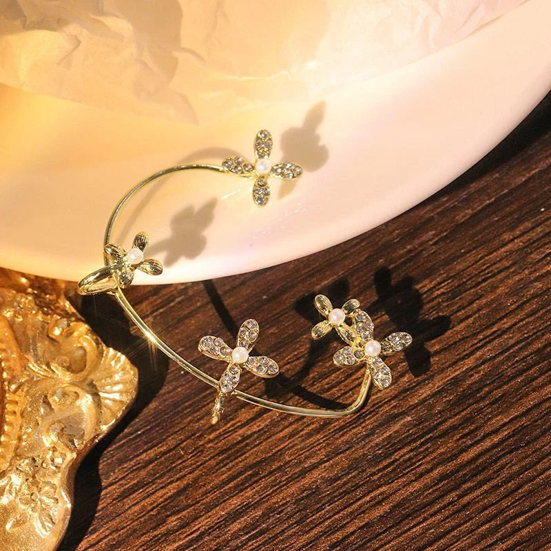 Stylish butterfly ear clips with sparkling zircon stones in gold and silver finishes