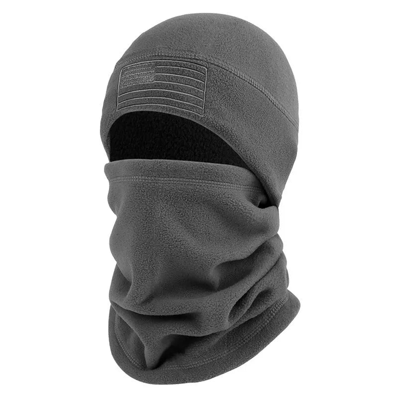 Winter headgear set with polar fleece hat and scarf in blue, army green, grey or black, free size
