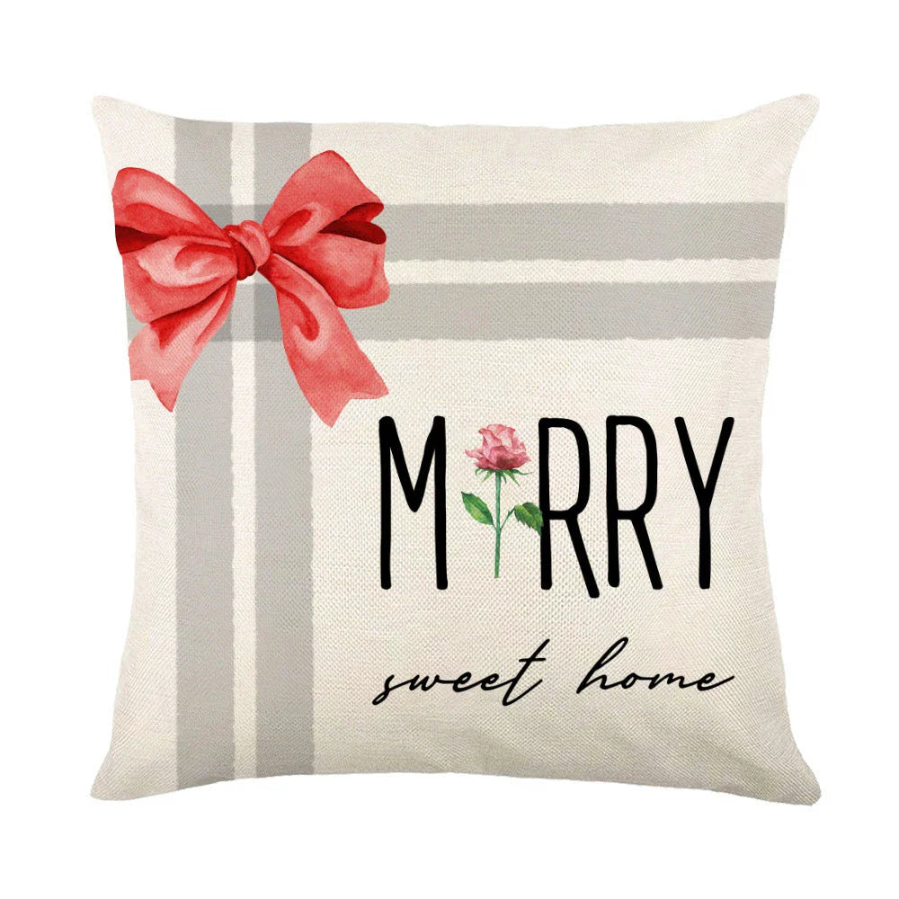 Festive throw pillow covers with various snowflake designs for Christmas home decor