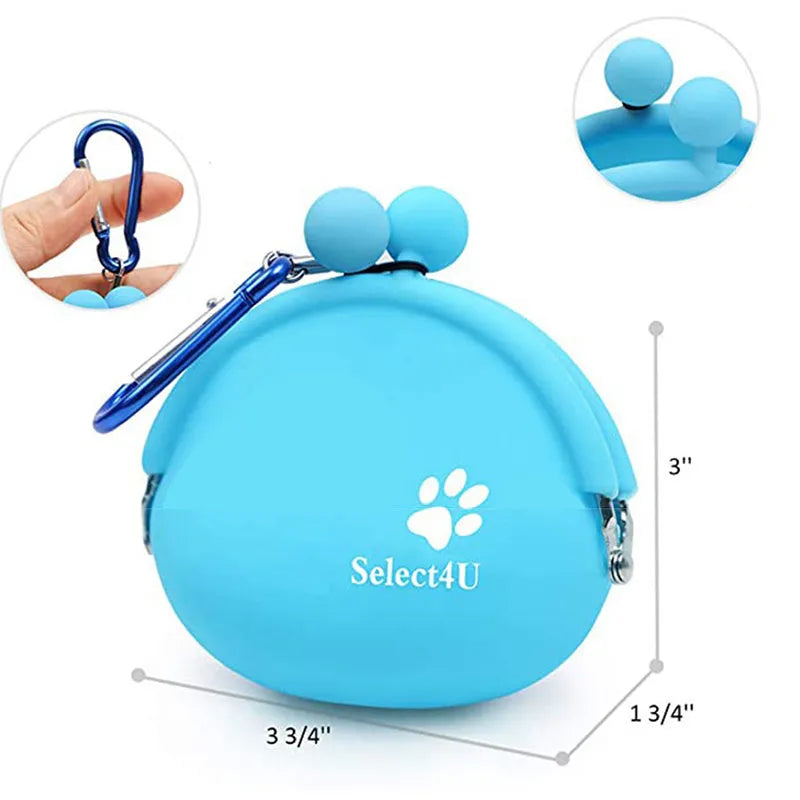 Silicone Dog Training Treat Pouch with Waist Hook&Loop Strap, 9×9.5cm Portable Snack Bag for Outdoor Walking, Running and Pet Travel, Available in 5 Colours Including Blue, Green, Orange, Pink and Yellow