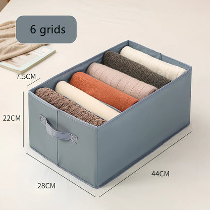 Foldable denim pants drawer organiser box with PP board construction and multiple compartments for clothing storage
