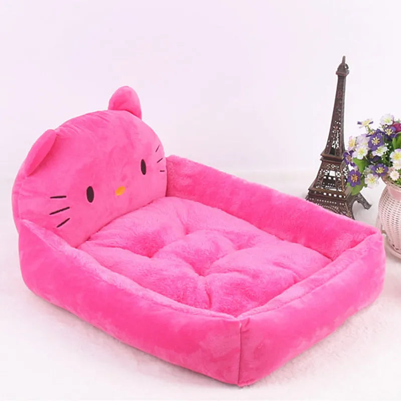 Cartoon-style soft pet bed sofa for small dogs and cats with a washable cover