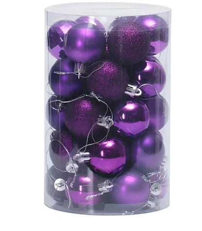 34 Christmas tree ball ornaments in assorted colours with 6cm diameter plastic construction