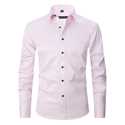 Men's stretch long sleeve work shirt in polyester, available in multiple colours and sizes S to 3XL for weights 70-130kg.