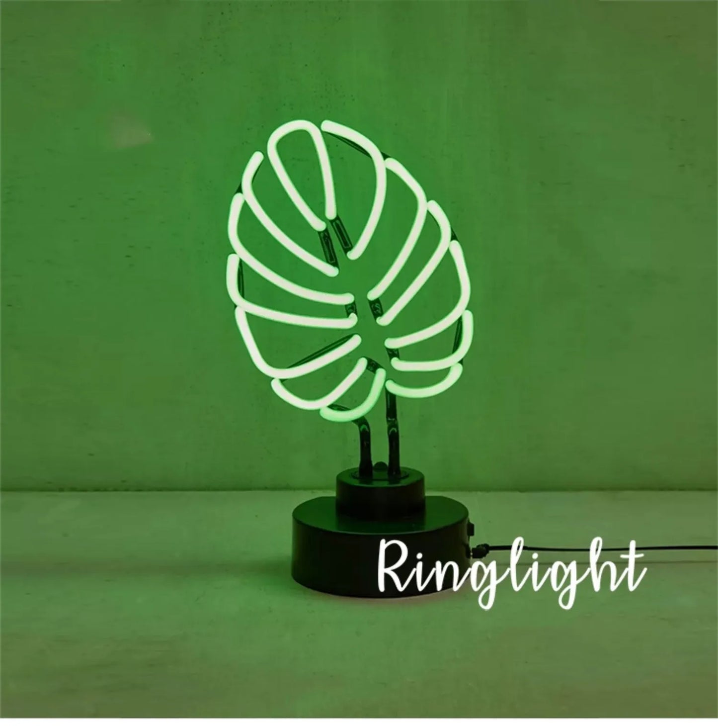 Handmade bamboo shape desktop lamp with white tube and green light, showing USB plug and two size options for indoor use