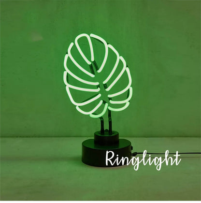 Handmade bamboo shape desktop lamp with white tube and green light, showing USB plug and two size options for indoor use