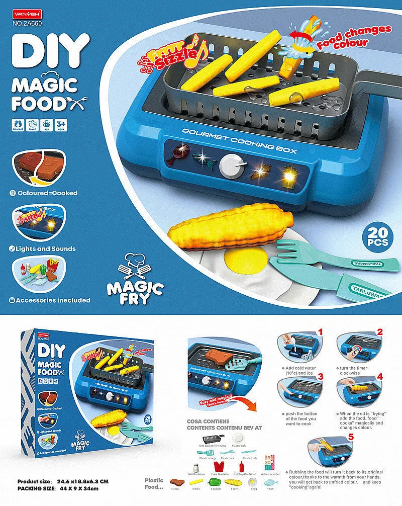 Color-changing induction kitchen toy set for kids with sound and light features