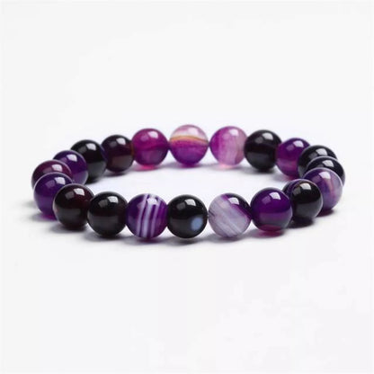 Violet agate bracelet with ethnic style for women, natural stone jewelry