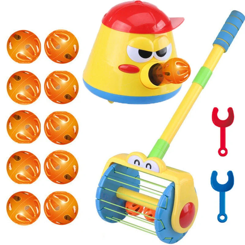 Cannonball Pot Car Toy with 360-degree movement and bell balls for interactive play