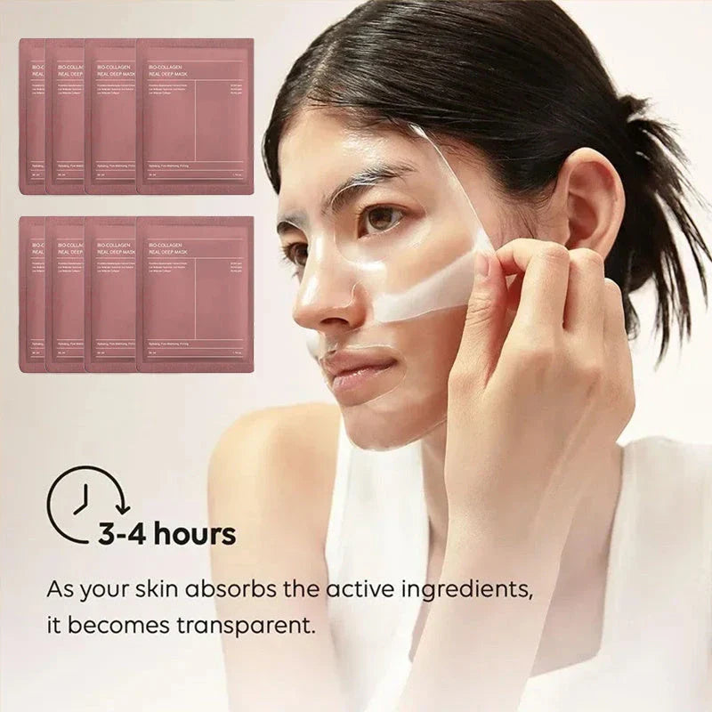 Deep Collagen Overnight Mask - Rejuvenating Facial Sheet Masks with Low-Molecular-Weight Collagen for Firmer, More Radiant Skin