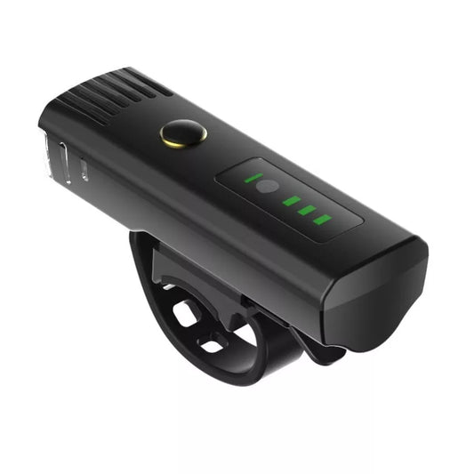 Black LED night bike light with USB charging port, 1500 mAh battery