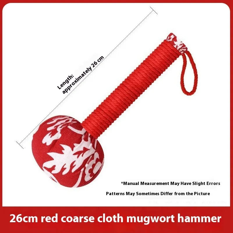 Argy wormwood massage hammer in green colour with 26cm handle for neck and shoulder massage