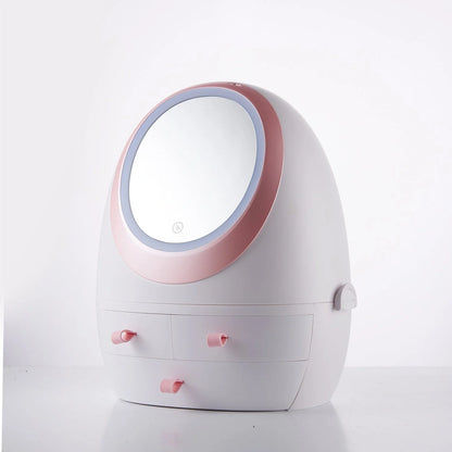 Compact LED makeup mirror with USB charging option, 35 * 18 * 28 cm