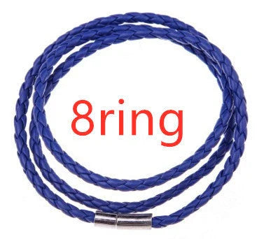 Personalized men's braided leather bracelet with stainless steel beads and custom name charm