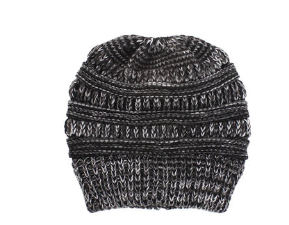 Mixed color knitted wool hat for ladies with ponytail opening in various colors