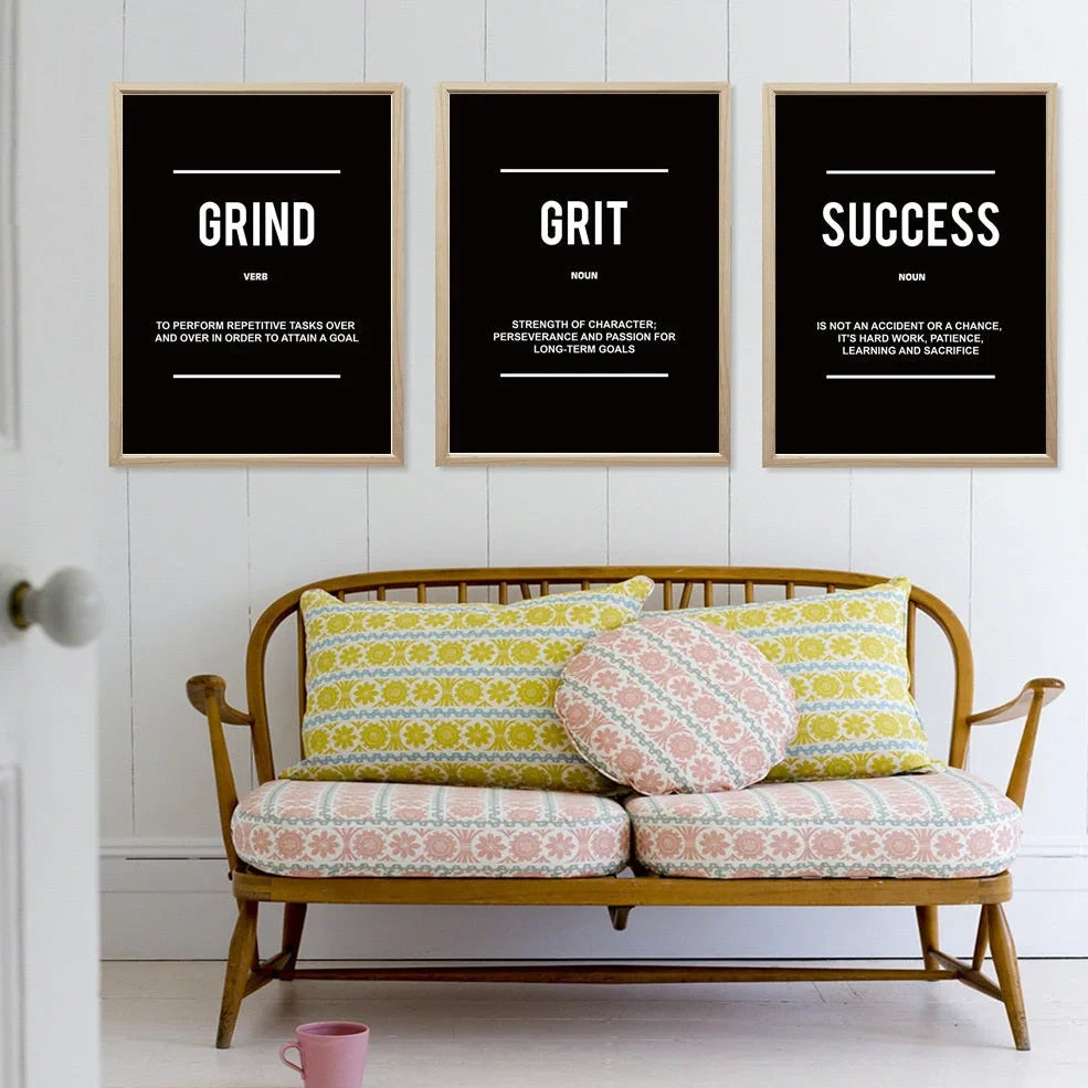 Frameless canvas wall art with inspirational quotes in various sizes from 15cm to 90cm