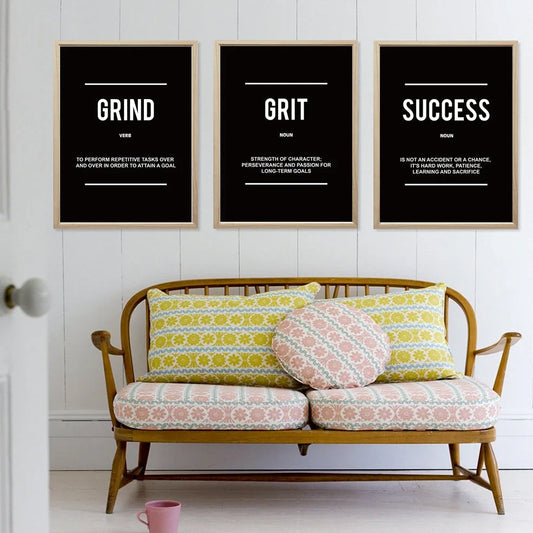 Frameless canvas wall art with inspirational quotes in various sizes from 15cm to 90cm