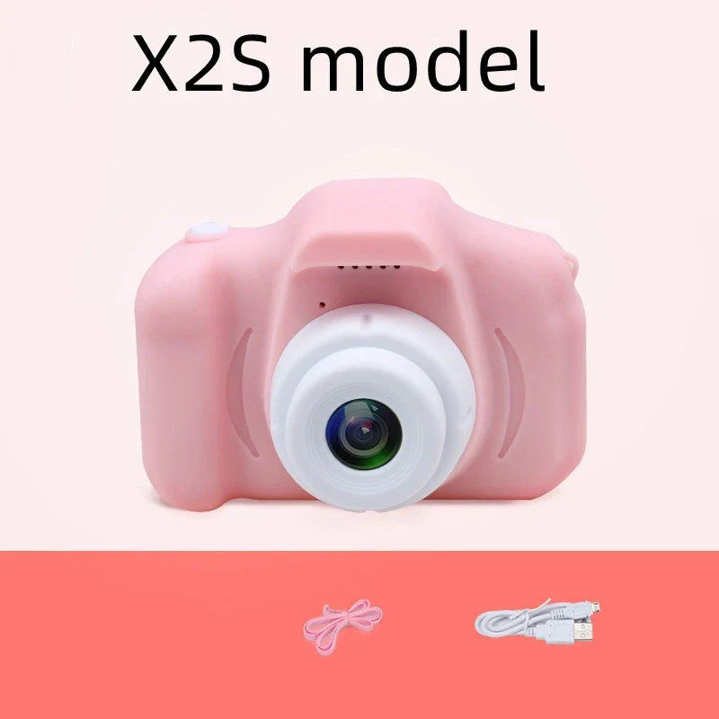 Stylish mini digital camera with cartoon-inspired design, 13MP lens, and 2-inch HD screen for kids to capture their adventures