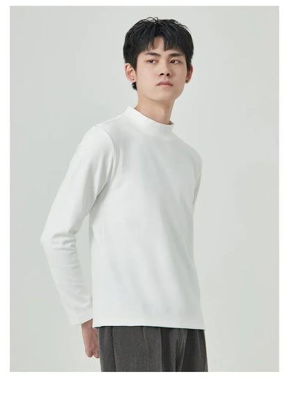 Men's half high collar long sleeve t-shirt in Dralon fabric for autumn winter casual wear