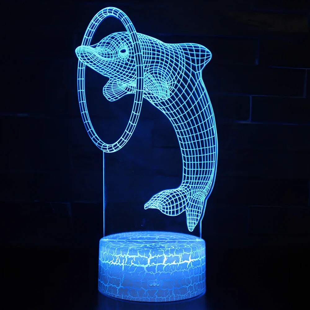 Dolphin series small LED night light in black model, 205 mm long with touch switch and acrylic shade for corridor use