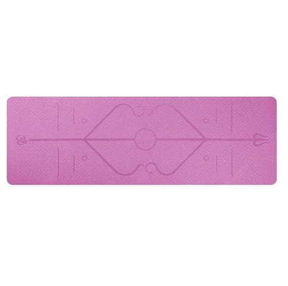 Premium non-slip yoga mat with printed alignment lines for improved form and stability during yoga practice